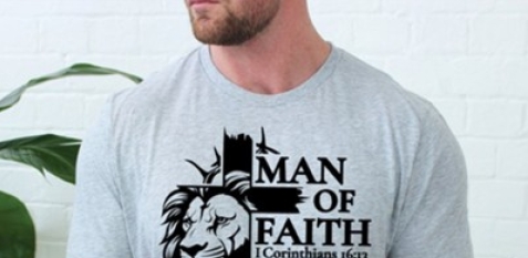 Man of Faith Shirt, Silver Birch, All kinds of size